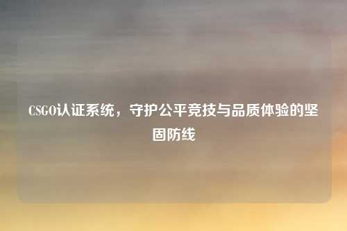 CSGO认证系统，守护公平竞技与品质体验的坚固防线