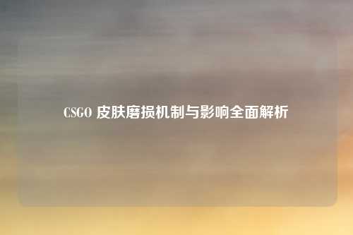 CSGO 皮肤磨损机制与影响全面解析