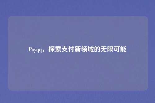 Payqq，探索支付新领域的无限可能