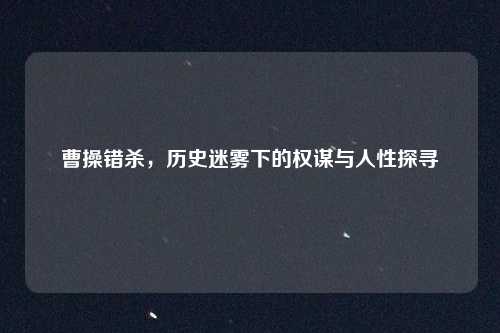 曹操错杀，历史迷雾下的权谋与人性探寻