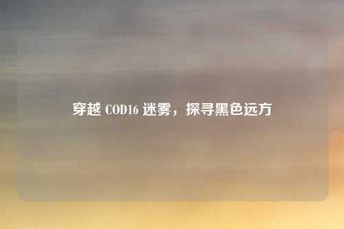 穿越 COD16 迷雾，探寻黑色远方