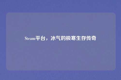 Steam平台，冰气的极寒生存传奇