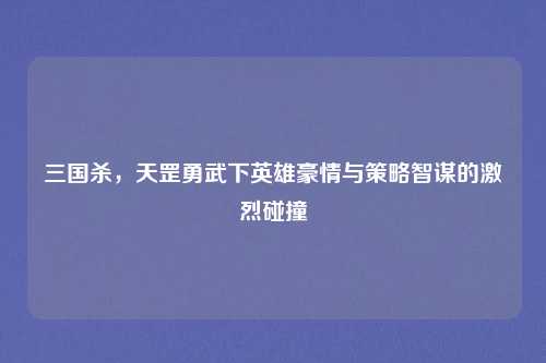 三国杀,天罡勇武下英雄豪情与策略智谋的激烈碰撞