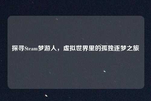探寻Steam梦游人，虚拟世界里的孤独逐梦之旅