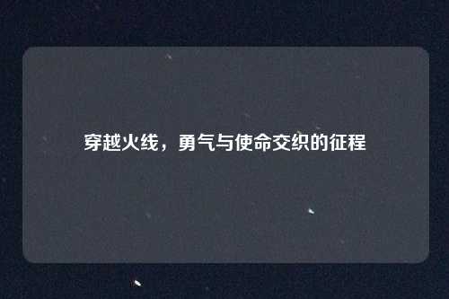 穿越火线，勇气与使命交织的征程