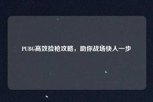 PUBG高效捡枪攻略，助你战场快人一步