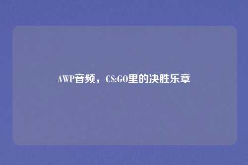 AWP音频，CS:GO里的决胜乐章