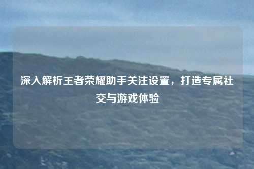 深入解析王者荣耀助手关注设置，打造专属社交与游戏体验