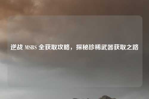 逆战 MSBS 全获取攻略，探秘珍稀武器获取之路
