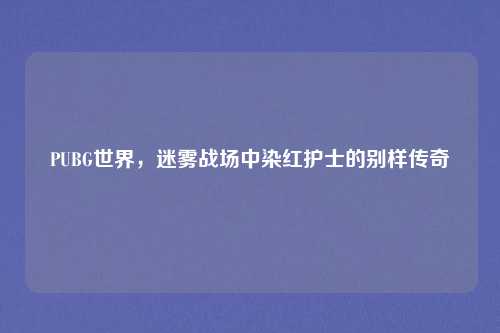 PUBG世界，迷雾战场中染红护士的别样传奇
