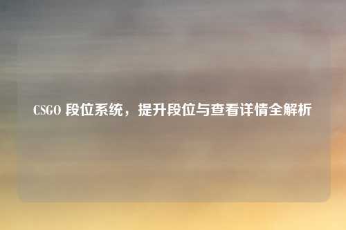 CSGO 段位系统，提升段位与查看详情全解析