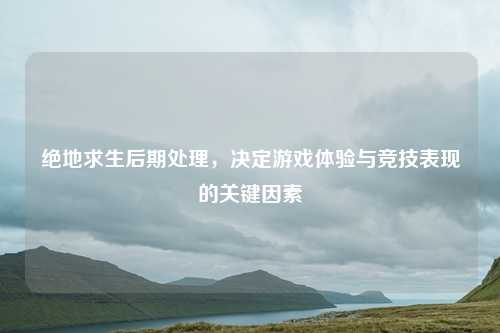 绝地求生后期处理，决定游戏体验与竞技表现的关键因素
