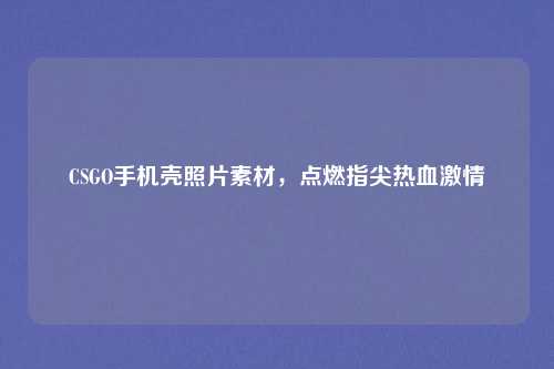 CSGO手机壳照片素材，点燃指尖热血激情