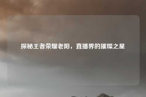 探秘王者荣耀老阳，直播界的璀璨之星