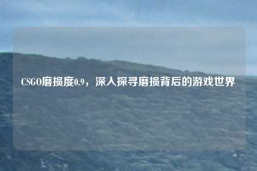 CSGO磨损度0.9，深入探寻磨损背后的游戏世界