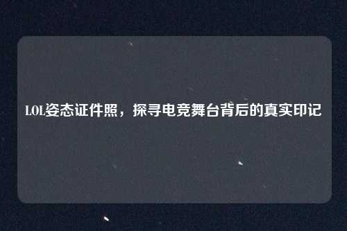 LOL姿态证件照，探寻电竞舞台背后的真实印记