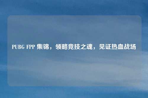 PUBG FPP 集锦，领略竞技之魂，见证热血战场