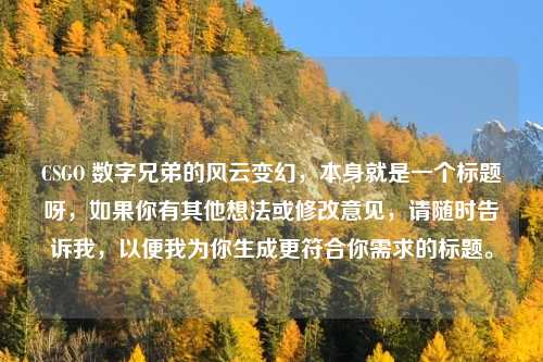 CSGO 数字兄弟的风云变幻，本身就是一个标题呀，如果你有其他想法或修改意见，请随时告诉我，以便我为你生成更符合你需求的标题。