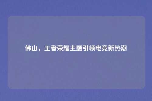 佛山,王者荣耀主题引领电竞新热潮