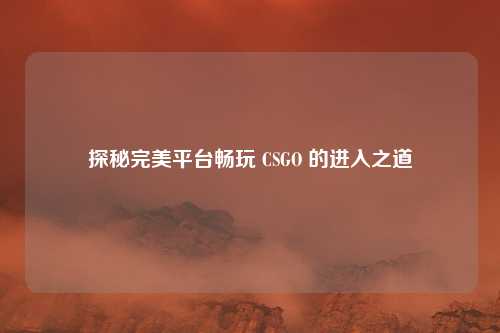 探秘完美平台畅玩 CSGO 的进入之道