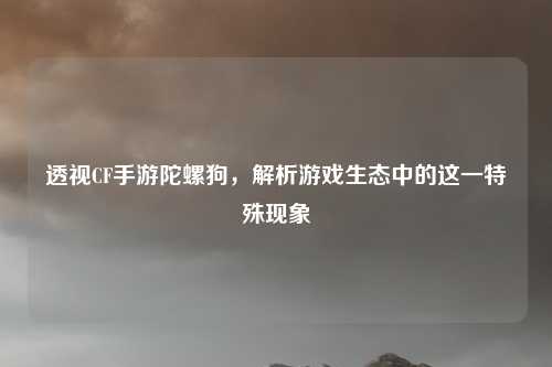 透视CF手游陀螺狗，解析游戏生态中的这一特殊现象