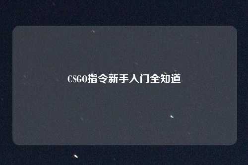 CSGO指令新手入门全知道