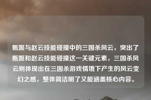 甄姬与赵云技能碰撞中的三国杀风云，突出了甄姬和赵云技能碰撞这一关键元素，三国杀风云则体现出在三国杀游戏情境下产生的风云变幻之感，整体简洁明了又能涵盖核心内容。