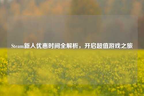 Steam新人优惠时间全解析，开启超值游戏之旅