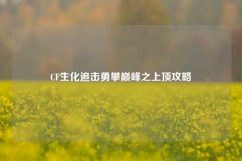 CF生化追击勇攀巅峰之上顶攻略
