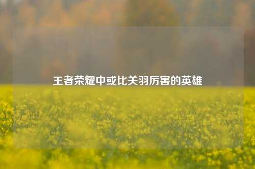 王者荣耀中或比关羽厉害的英雄