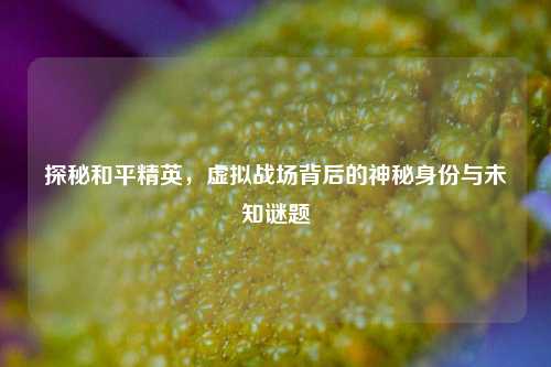 探秘和平精英，虚拟战场背后的神秘身份与未知谜题