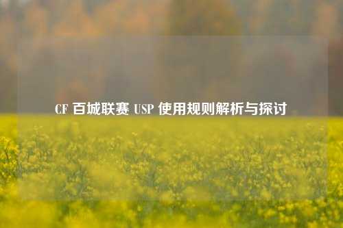 CF 百城联赛 USP 使用规则解析与探讨