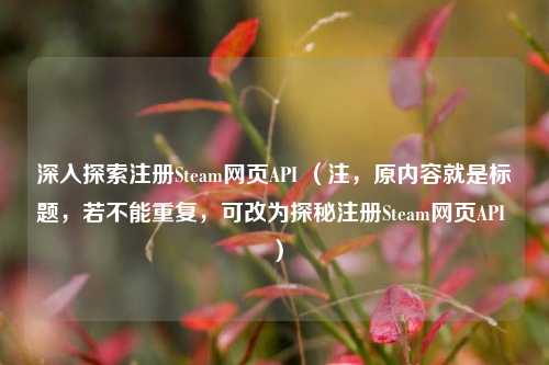 深入探索注册Steam网页API （注，原内容就是标题，若不能重复，可改为探秘注册Steam网页API ）