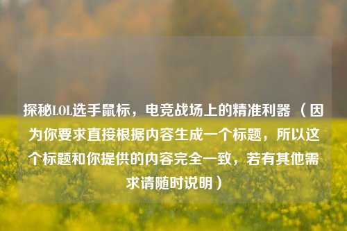 探秘LOL选手鼠标，电竞战场上的精准利器 （因为你要求直接根据内容生成一个标题，所以这个标题和你提供的内容完全一致，若有其他需求请随时说明）