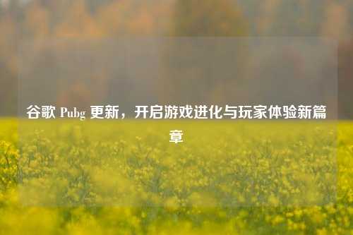 谷歌 Pubg 更新，开启游戏进化与玩家体验新篇章
