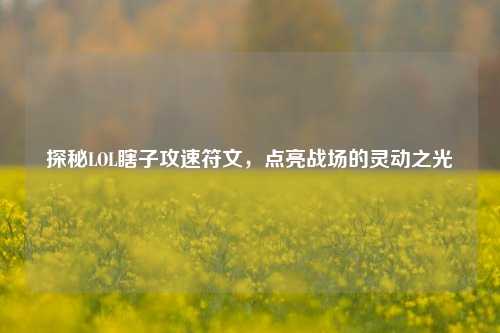 探秘LOL瞎子攻速符文，点亮战场的灵动之光