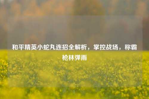 和平精英小蛇丸连招全解析，掌控战场，称霸枪林弹雨