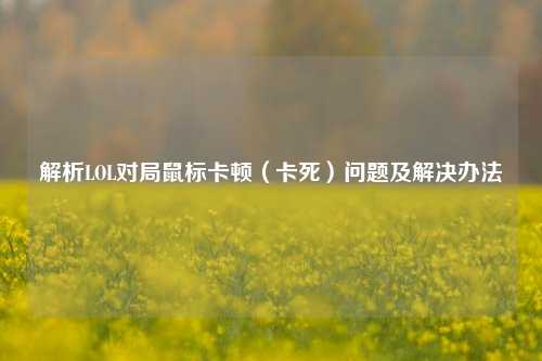 解析LOL对局鼠标卡顿（卡死）问题及解决办法