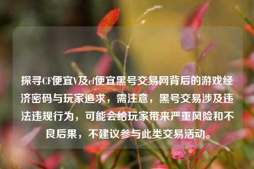 探寻CF便宜V及cf便宜黑号交易网背后的游戏经济密码与玩家追求，需注意，黑号交易涉及违法违规行为，可能会给玩家带来严重风险和不良后果，不建议参与此类交易活动。