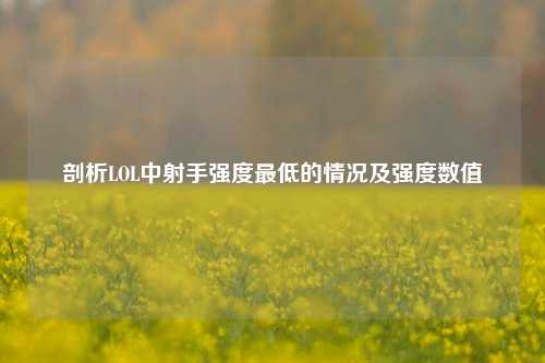 剖析LOL中射手强度更低的情况及强度数值