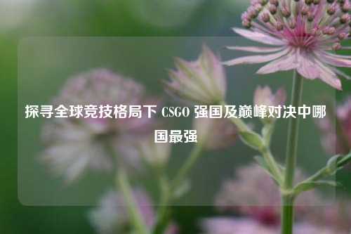 探寻全球竞技格局下 CSGO 强国及巅峰对决中哪国最强