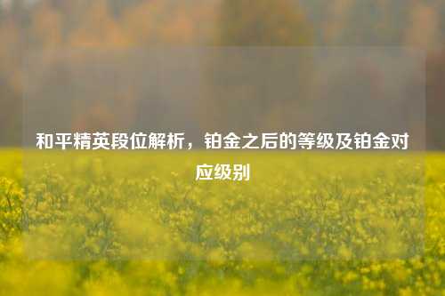 和平精英段位解析,铂金之后的等级及铂金对应级别