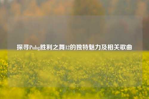 探寻Pubg胜利之舞12的独特魅力及相关歌曲