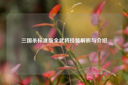 三国杀标准版全武将技能解析与介绍
