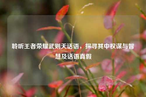 聆听王者荣耀武则天话语,探寻其中权谋与智慧及话语真假