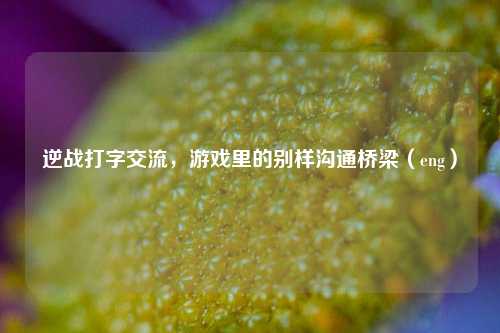 逆战打字交流,游戏里的别样沟通桥梁(eng)