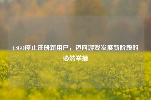 CSGO停止注册新用户，迈向游戏发展新阶段的必然举措