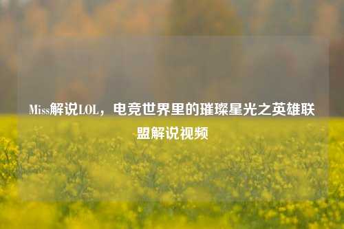 Miss解说LOL，电竞世界里的璀璨星光之英雄联盟解说视频