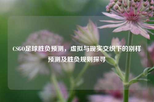 CSGO足球胜负预测,虚拟与现实交织下的别样预测及胜负规则探寻
