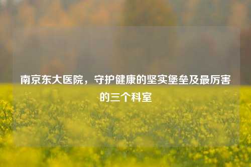 南京东大医院，守护健康的坚实堡垒及最厉害的三个科室